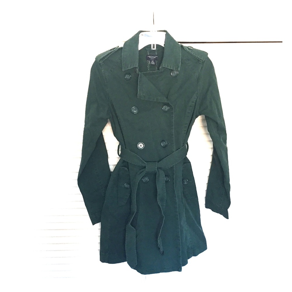 Forest Green American Eagle Trench Coat